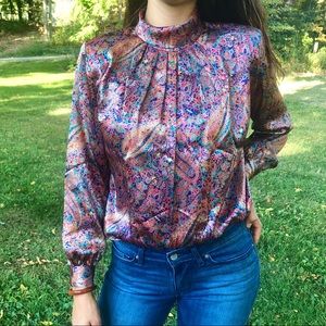 Vintage silky blouse paisley print